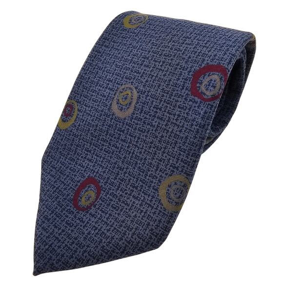 Vintage YSL Yves Saint Laurent Blue Abstract Geometric Tie Mens Silk USA 57" - Picture 2 of 5